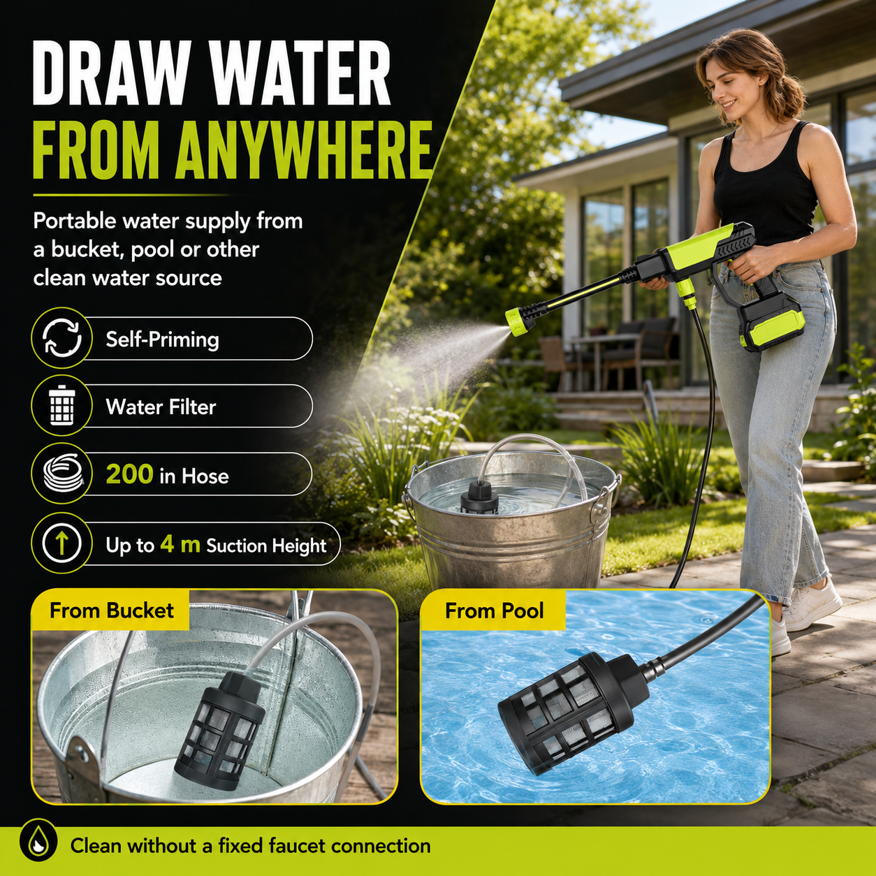 Cordless Pressure Washer and Single Port Charger Base, Bottle Portable Washer for Car,Home Cleaning & Garden Watering