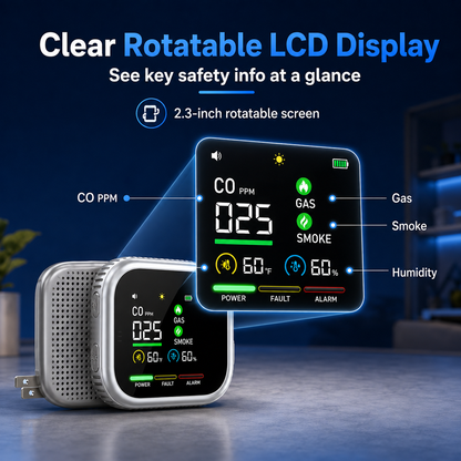 Portable Multi-Gas Alarm with LCD Display & Battery Backup