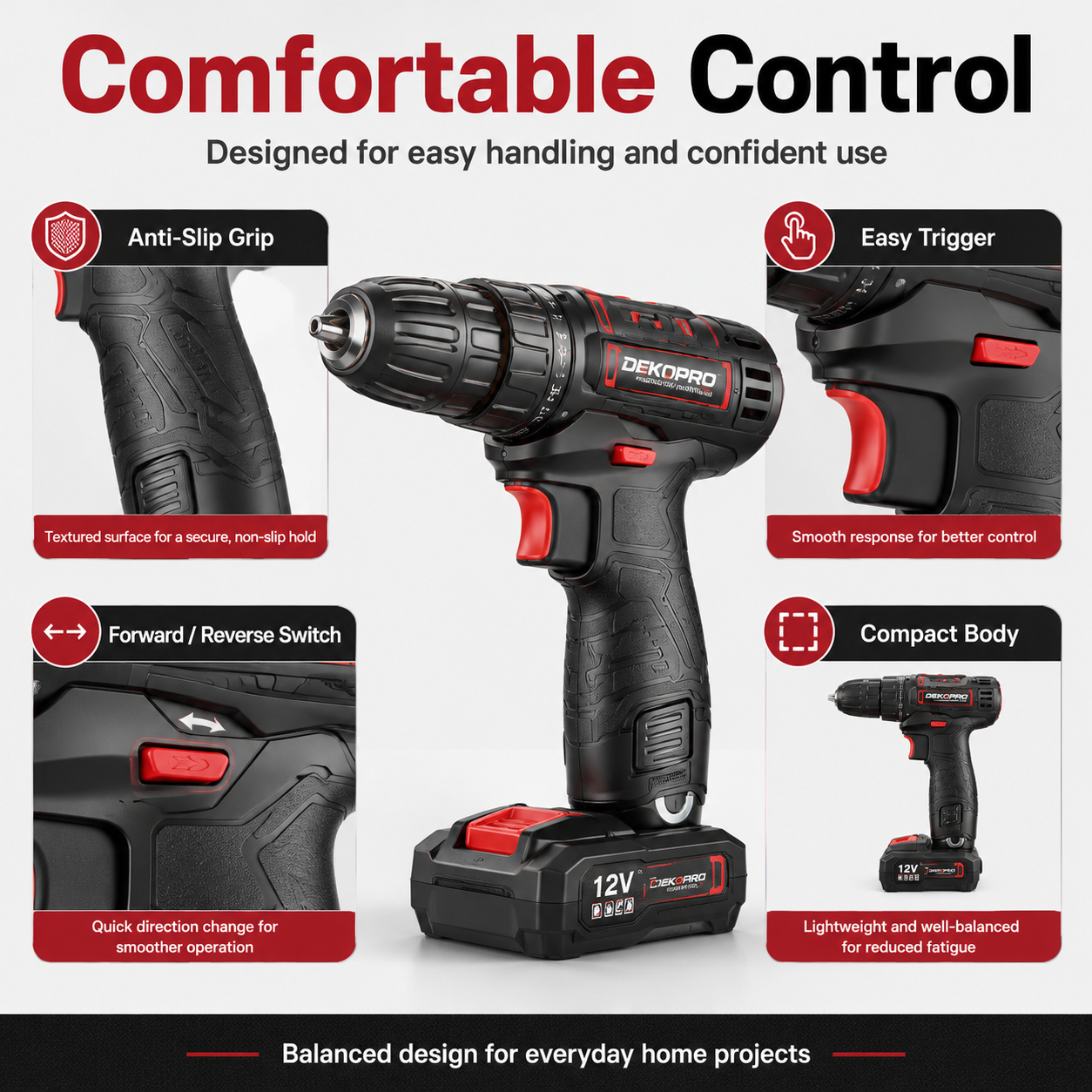 Tool kit with 12V Cordless Power Drill Driver Toolbox Storage Case with Drawer