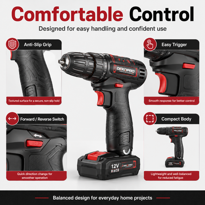 Tool kit with 12V Cordless Power Drill Driver Toolbox Storage Case with Drawer