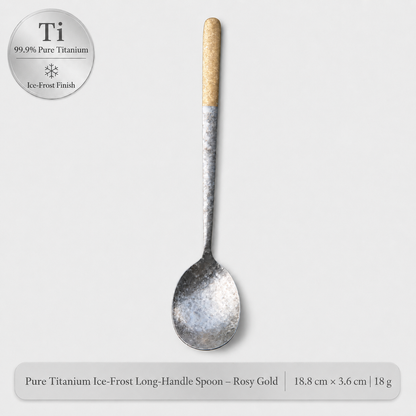 99.9% Pure Titanium Frost Spoon – Lightweight Long-Handle Tableware