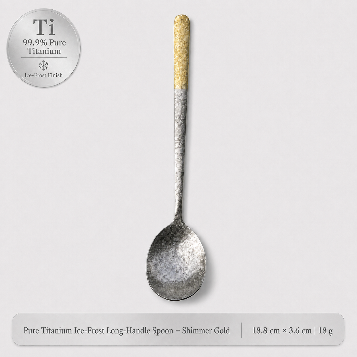 99.9% Pure Titanium Frost Spoon – Lightweight Long-Handle Tableware