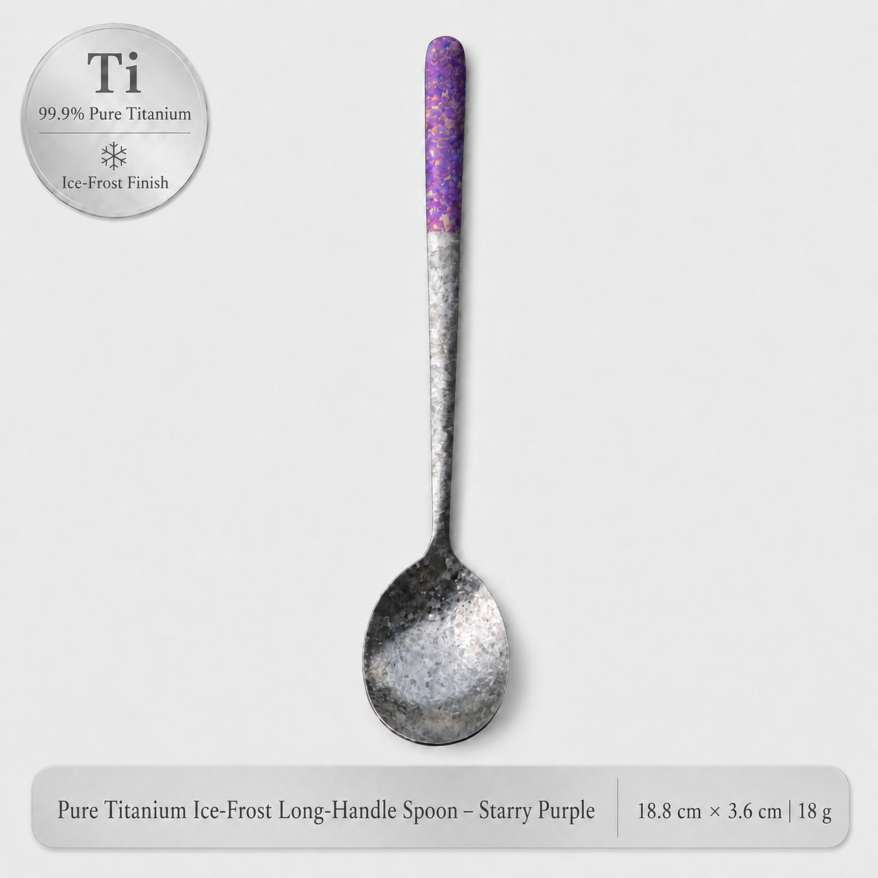 99.9% Pure Titanium Frost Spoon – Lightweight Long-Handle Tableware
