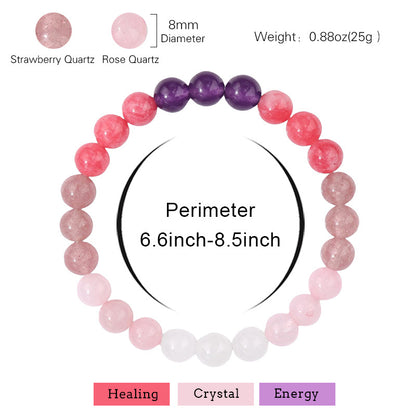 Birthstone Crystal Bracelet | Anxiety Healing Floral Monthly Gift with Card